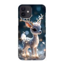 Яркий чехол для iPhone 12 mini с Зимними Оленятами (Блистающий оленёнок)