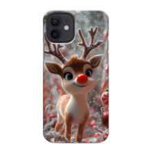 Яркий чехол для iPhone 12 mini с Зимними Оленятами