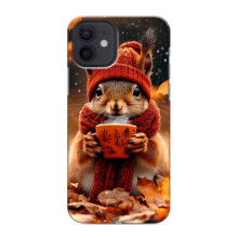 Печатный чехол «Зверята с кофе» для iPhone 12 mini – Белка с кофе