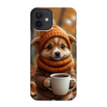 Печатный чехол «Зверята с кофе» для iPhone 12 mini – Песик с кофе