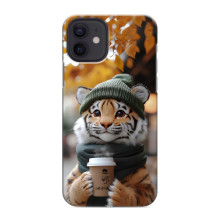 Печатный чехол «Зверята с кофе» для iPhone 12 mini – Тигр с кофе