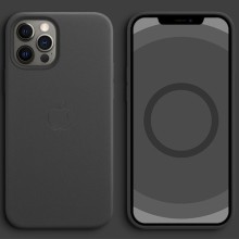 Шкіряний чохол Leather Case (AAA) with MagSafe and Animation для Apple iPhone 12 Pro Max (6.7") – Black