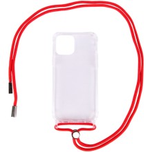 Чохол TPU Crossbody Transparent для Apple iPhone 12 Pro Max (6.7") – Червоний