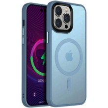 TPU+PC чехол Metal Buttons with MagSafe Colorful для Apple iPhone 12 Pro Max (6.7") (Голубой)