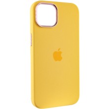 Чехол Silicone Case Metal Buttons (AA) для Apple iPhone 12 Pro Max (6.7") (Желтый)