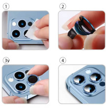 Защитное стекло Metal Shine на камеру (в упак.) для Apple iPhone 12 Pro Max – Синий