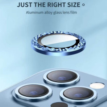 Защитное стекло Metal Shine на камеру (в упак.) для Apple iPhone 12 Pro Max – Синий