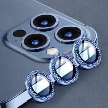 Защитное стекло Metal Shine на камеру (в упак.) для Apple iPhone 12 Pro Max – Синий