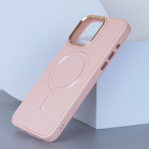 Шкіряний чохол Bonbon Leather Metal Style with MagSafe для Apple iPhone 12 Pro Max (6.7") (Рожевий)