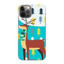 Силиконовый бампер с картинкой животных для iPhone 12 Pro Max (Олень с шарфом)