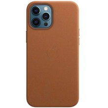 Кожаный чехол Leather Case (AAA) with MagSafe and Animation для Apple iPhone 12 Pro / 12 (6.1") – Saddle Brown