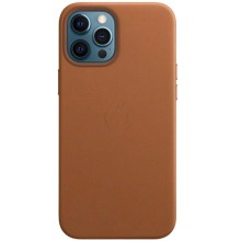 Шкіряний чохол Leather Case (AAA) with MagSafe and Animation для Apple iPhone 12 Pro / 12 (6.1") (Saddle Brown)