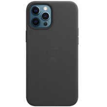 Шкіряний чохол Leather Case (AAA) with MagSafe and Animation для Apple iPhone 12 Pro / 12 (6.1") (Black)