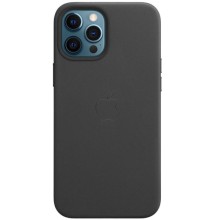 Шкіряний чохол Leather Case (AAA) with MagSafe and Animation для Apple iPhone 12 Pro / 12 (6.1") – Чорний