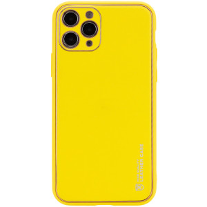 Кожаный чехол Xshield для Apple iPhone 12 Pro (6.1") (Желтый)