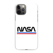 Силіконовый бампер з принтом "Наса" на iPhone 12 Pro – NASA на білому тлі