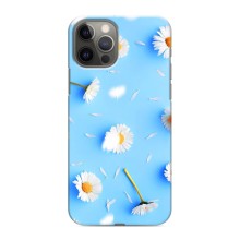 Чохол з Квітами для iPhone 12 Pro (ромашки на блакитному)