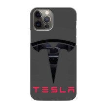 Силиконовый бампер с картинкой машины на iPhone 12 Pro – Logo TESLA