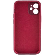 Чохол Silicone Case Full Camera Protective (AA) NO LOGO для Apple iPhone 12 (6.1") – Бордовий