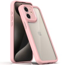 TPU чехол Transparent + Colour 1,5mm для Apple iPhone 12 (6.1") – Pink