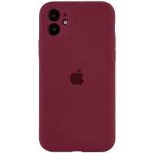 Чехол Silicone Case Full Camera Protective (AA) для Apple iPhone 12 (6.1") (Бордовый)