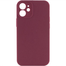 Чохол Silicone Case Full Camera Protective (AA) NO LOGO для Apple iPhone 12 (6.1") (Бордовий)