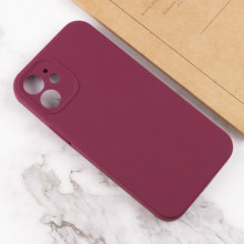 Чехол Silicone Case Full Camera Protective (AA) NO LOGO для Apple iPhone 12 (6.1") – Бордовый