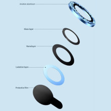 Защитное стекло Metal Shine на камеру (в упак.) для Apple iPhone 12 / 12 mini / 11 – Синий