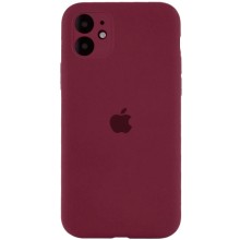 Чохол Silicone Case Full Camera Protective (AA) для Apple iPhone 12 (6.1") – Бордовий