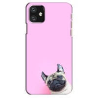 Бампер для iPhone 12 з картинкою "Песики" (Собака на рожевому)