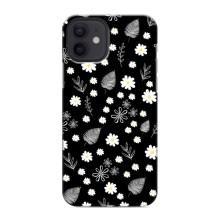 Чехлы с тематикой "ЦВЕТЫ" на iPhone 12 (цветение на чорном)