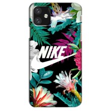 Силиконовый Чехол на iPhone 12 с картинкой Nike (Цветочный Nike)