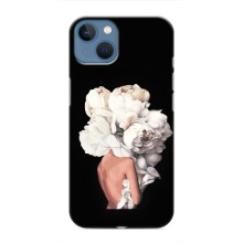 Чехлы (ART) Цветы на iPhone 13 Mini (VPrint) (Белые цветы)