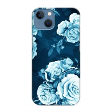 Чехлы (ART) Цветы на iPhone 13 Mini (VPrint) (Голубые Бутоны)