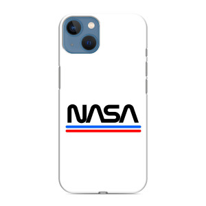 Силиконовый бампер с принтом "Наса" на iPhone 13 Mini – NASA на белом фоне