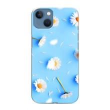 Чохол з Квітами для iPhone 13 Mini (ромашки на блакитному)