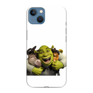 Печатный чехол с принтом Шрек для iPhone 13 Mini – Шрек осел и кот