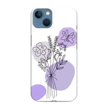 Силконовий чохол з принтом в квітах на iPhone 13 Mini – Фіолетовий букет