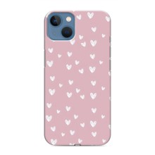 Чехол с розовым рисунком для iPhone 13 Mini (Сердечки на розовом)