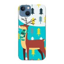 Силиконовый бампер с картинкой животных для iPhone 13 Mini (Олень с шарфом)