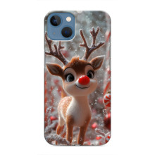 Яркий чехол для iPhone 13 Mini с Зимними Оленятами (Олень с носом)