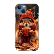 Печатный чехол «Зверята с кофе» для iPhone 13 Mini – Белка с кофе