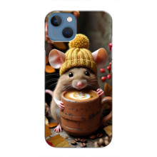 Печатный чехол «Зверята с кофе» для iPhone 13 Mini – Медведь с кофе