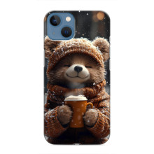 Печатный чехол «Зверята с кофе» для iPhone 13 Mini – Мишка с кофе