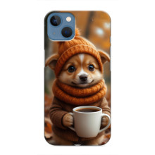 Печатный чехол «Зверята с кофе» для iPhone 13 Mini – Песик с кофе