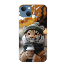 Печатный чехол «Зверята с кофе» для iPhone 13 Mini – Тигр с кофе