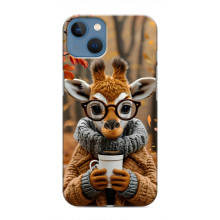 Печатный чехол «Зверята с кофе» для iPhone 13 Mini – Жираф с кофе