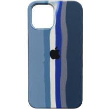 Чехол Silicone case Full Rainbow для Apple iPhone 13 Pro Max (6.7") (Голубой)