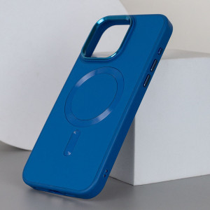 Кожаный чехол Bonbon Leather Metal Style with Magnetic Fit для Apple iPhone 13 Pro Max (6.7") – Синий