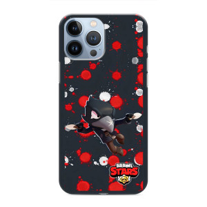 Бампер (ТПУ) с принтом Brawl Stars на Айфон 13 Про Макс (Черный Ворон)